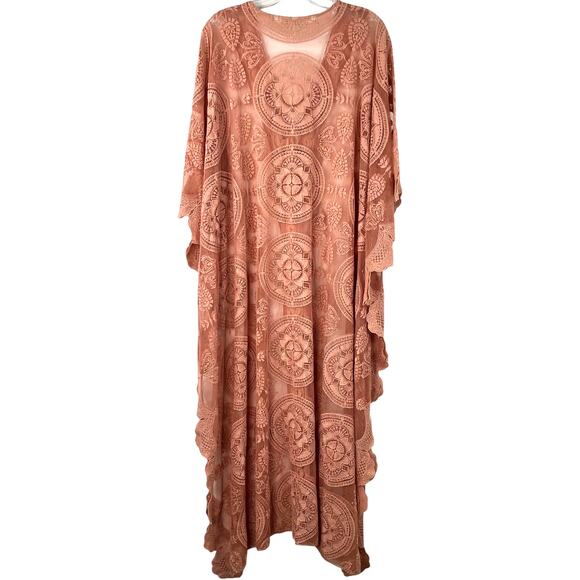 Jen's Party Booty Womens Mandala Mykonos Maxi Kaftan Sheer-Coverup Pink Size O/S - Picture 3 of 15